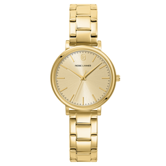 Montre femme Pierre Lannier Essential 089K542 en acier doré avec cadran doré soleillé et bracelet acier doré 14 mm