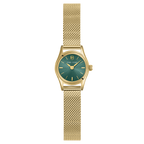 Montre femme Pierre Lannier Pya 091M572 avec cadran vert soleillé, boîtier doré et bracelet milanais doré 10 mm