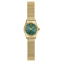 Montre femme Pierre Lannier Pya 091M572 avec cadran vert soleillé, boîtier doré et bracelet milanais doré 10 mm