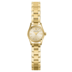 Montre femme Pierre Lannier Pya 092M542 en acier doré avec cadran doré soleillé et bracelet acier doré 10 mm