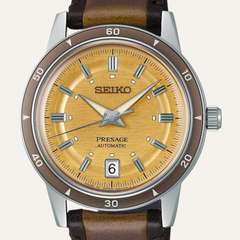 Montre Homme Seiko Presage SRPL75J1 Style 60’s en Acier, Cuir et Cadran Champagne