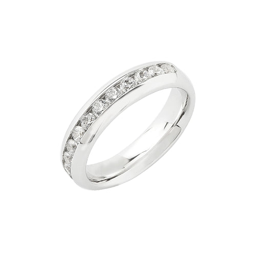 Alliances Prestige Demi Tour Serti Rail Bombé Femme SFM Or blanc 48