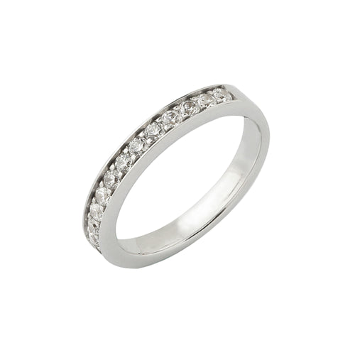 Alliances Prestige Demi Tour Serti Rail Grain Femme SFM Or blanc 48