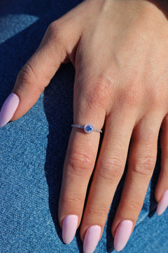 Bague Capucine Leurelor 18K OR Saphir de Ceylan et Diamants Monture Leurelor