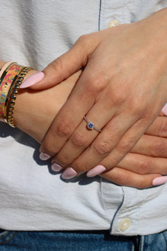 Bague Capucine Leurelor 18K OR Saphir de Ceylan et Diamants Monture Leurelor