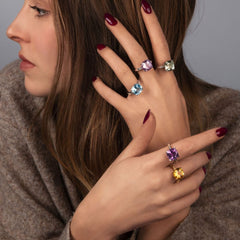 Bague Fine MAUBOUSSIN "Petit Visage d'Amour" en Or Jaune, Citrine et Diamant Mauboussin