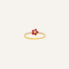 Bague Fleur Leurelor 18K Or Jaune 5 Rubis & Diamants Bague Leurelor 48