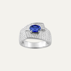 Bague Harmonie Eclatante en Or Blanc, Saphir et Diamant Bague Leurelor