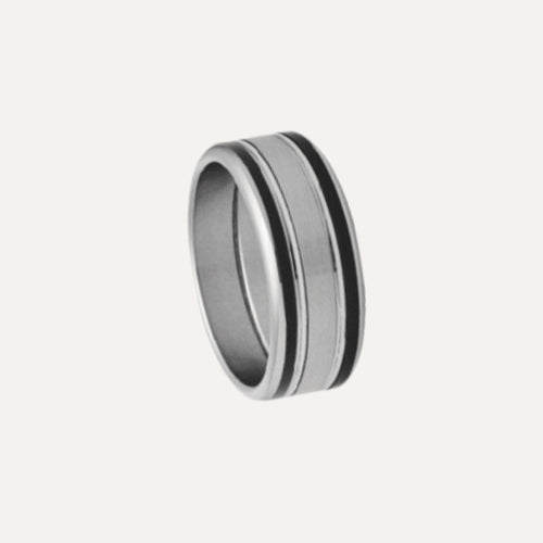 Bague JOURDAN Sleipnir en Acier et Résine Noir Bague Jourdan