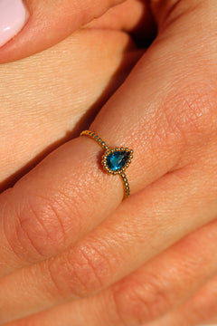 Bague Lalie Leurelor 18K Or Jaune Topaze London Blue Bague Leurelor
