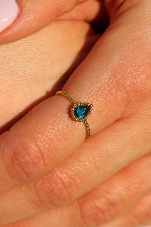 Bague Lalie Leurelor 18K Or Jaune Topaze London Blue Bague Leurelor