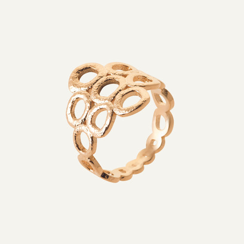 Bague large originale en plaqué or brossée Bague Leurelor