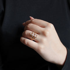 Bague large originale en plaqué or brossée Bague Leurelor