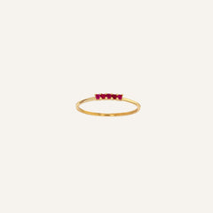 Bague Leurelor 18K Or jaune 5 Rubis Monture Leurelor 50