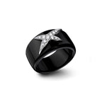 Bague MAUBOUSSIN "Etoile du Démon" en Or blanc, Diamant et Céramique Noir Mauboussin