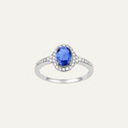 Bague Solitaire Céleste Bleu en Or Blanc, Saphir et diamant Bague Leurelor