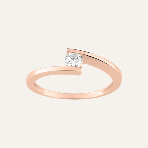 Bague solitaire en Or rose et oxyde de zirconium Bague Robez Masson