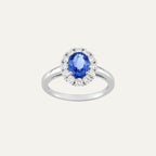Bague Solitaire Marguerite Fine en Or Blanc et Saphir Bague Leurelor