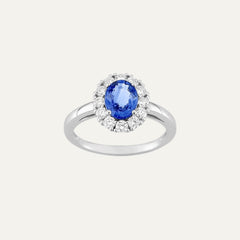 Bague Solitaire Marguerite Fine en Or Blanc et Saphir Bague Leurelor