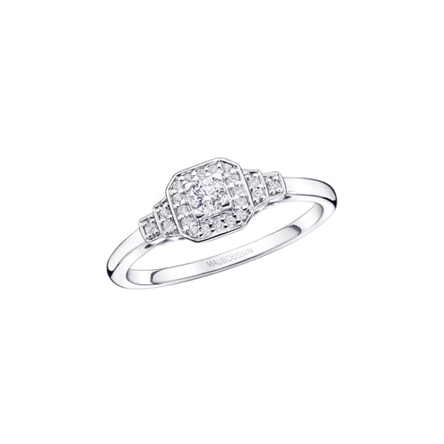 Bague Solitaire MAUBOUSSIN "Un Automne 1930" en Or Blanc et Diamant 0.20 ct Mauboussin