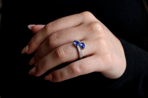 Bague Toi & Moi en Or Blanc, Saphir et diamant Bague Leurelor