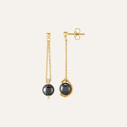 Boucles d'oreilles JOURDAN pendantes Lyrae en argent plaqué et perle Boucles d'oreilles Jourdan