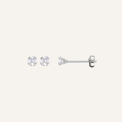 Boucles d'oreilles Leurelor Or Blanc 18K Oxyde de zirconium 3mm Boucles d'oreilles Leurelor