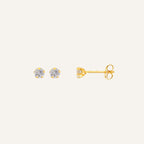Boucles d'oreilles Leurelor Or Jaune 18K Oxyde de zirconium 3mm Boucles d'oreilles Leurelor
