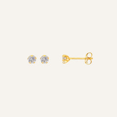 Boucles d'oreilles Leurelor Or Jaune 18K Oxyde de zirconium 3mm Boucles d'oreilles Leurelor