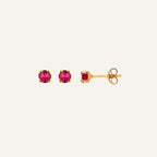Boucles d'oreilles Leurelor Or Jaune 18K Rubis 4mm Boucles d'oreilles Leurelor