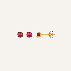 Boucles d'oreilles Leurelor Or Jaune 18K Rubis 4mm Boucles d'oreilles Leurelor