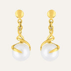 Boucles d'oreilles pendantes perles de culture entouré d'or Jaune Boucles d'oreilles Robez Masson