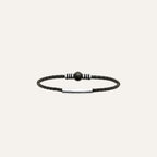 Bracelet Cable en Cuir, acier et perle d'agathe Noire Bracelet Leurelor