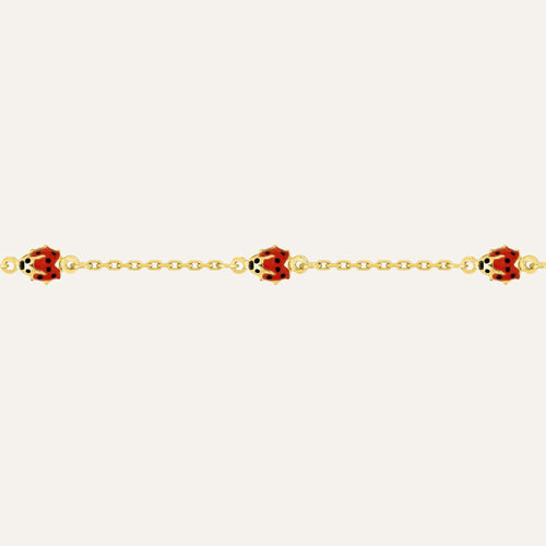 Bracelet enfant sur chaine Coccinelle en or Jaune Bracelet Robez Masson