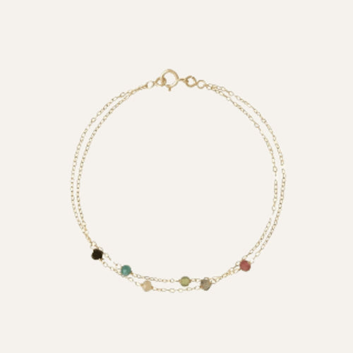 Bracelet sur chaine en or Jaune 6 pierre de couleur Bracelet LUCA LUCOR