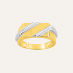 Chevalière Rectangle Homme en Or Jaune et Rhodium Bague Robez Masson