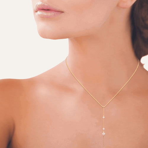 Collier Cravate sur chaine plaqué 3 mic et oxyde de Zirconium Collier Leurelor