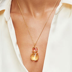 Collier Marazzini Rose Peach Murano en Plaqué Or Collier Marazzini