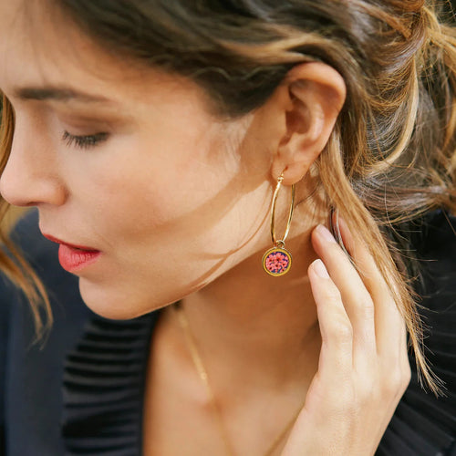 Créoles LOUISE'S GARDEN Fleur de prunier en Acier Boucles d'oreilles Louise's Garden