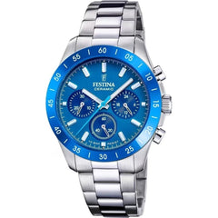 Festina F20693 4 Montre Homme Chronographe Cadran Bleu Lunette Céramique Bracelet Acier Inoxydable Élégance Sportive et Performance Quotidienne Homme FESTINA