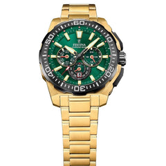 Festina F20727/2 Montre Homme Chronographe Quartz Acier Inoxydable Doré Cadran Vert Étanche 20 ATM Élégance Sportive Précision Fiable Homme FESTINA