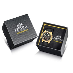 Festina F20728/3 Montre Homme Chronographe Quartz Bracelet Cuir Noir Cadran Noir Étanche 20 ATM Élégance Sportive Précision Durable Homme FESTINA