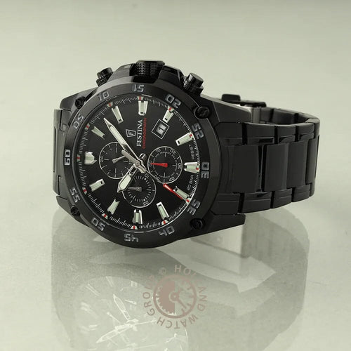 Festina F20735/3 Montre Homme Chronographe Quartz Bracelet Acier Inoxydable Noir Cadran Noir Étanche 20 ATM Élégance Sportive Précision Durable Homme FESTINA