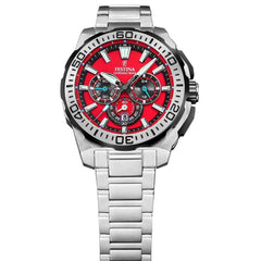Festina F20724 5 Montre Homme Chronographe Quartz Cadran Rouge Bracelet Acier Inoxydable Style Sportif Performance et Élégance Quotidienne