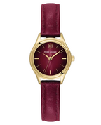 Pierre Lannier 021K555 Montre Femme PYA Dorée – Cadran Fumé Bordeaux, Bracelet Cuir Bordeaux, Mouvement Quartz