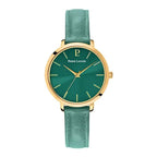 Pierre Lannier 038J577 Montre Femme CHOUQUETTE – Cadran Vert Soleil, Bracelet Cuir Vert, Quartz