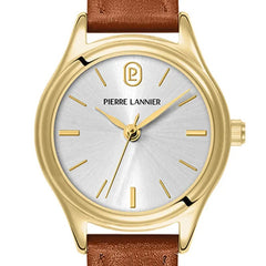 Pierre Lannier 021K524 Montre Femme Pya Bracelet Cuir Camel – Cadran Gris Soleil, Mouvement Quartz & Élégance Intemporelle