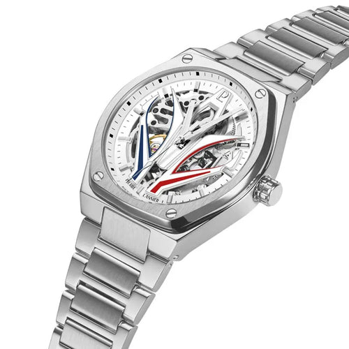 Pierre Lannier 324D101 Montre Homme Automatique Bracelet Acier Inoxydable Argenté – Cadran Squelette Blanc, Élégance Française & Performance Premium