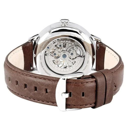 Pierre Lannier 322B164 Montre Homme Automatique Bracelet Cuir Marron Cadran Bleu – Élégance Intemporelle, Mécanisme Visible & Style Premium