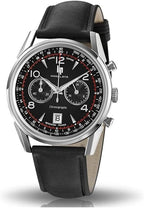 Montre chronographe Lip Himalaya 40 pour homme – Cadran noir haut de gamme, bracelet en cuir – Montre-bracelet de luxe Homme LIP